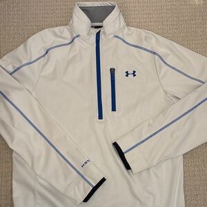 Under Armour Men's White and Blue 3/4 zip Performance Jacket